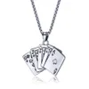 Poker Spela kort charms halsband i rostfritt stål personligt kort av korthalsband initial halsband Royal Flush Poker239j