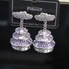 Stud Earrings Bilincolor Micro Inlaid Zircon Chinese Style Auspicious Cloud 3D Pavilion For Women