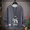 Sweats à capuche masculine Sweatshirts Automne Sweat Men's Sweatshirt Adolescent Astronaute imprimé T-shirt à manches longues Vêtements pour hommes Grey O Neck HARAJUKU TOP NOUVEAU T231016