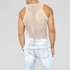 Men's T-Shirts Men Sleeveless Mesh Sexy Tank Openwork Fishnet See Through Top Club Wear Male Hipster Nightclub Vest Undershir284n