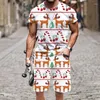 Мужские спортивные костюмы, комплект футболок, рождественский узор, уличный хип-хоп, забавный 3D-принт с круглым вырезом, 2023, роскошный повседневный наряд с коротким рукавом, Harajuku