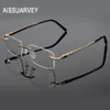 Lunettes de soleil de mode Cadres Hommes Lunettes Titanium Rimless Marque Designer Lunettes Prescription Top Qualité Lunettes Golden Business 252z