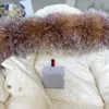 Брендовые дизайнерские детские пуховики детская зимняя теплая одежда Размер 100-150 см Серебряная куртка с меховым воротником с капюшоном для мальчиков и девочек Oct05