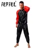 Erkeklerin Trailsuits Erkek Kadın Ağır Derecesi Sauna Ter Takımı Egzersiz Pvc Spor Salonu Fitness Egzersiz Kilo Kaybı Kıyafet Uzun Kollu Üst Pantolon Setleri 231016