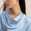 T-shirts pour femmes Lilysilk Silk Tee pour femmes 2023 Été 22 Momme Cowl Neck Top à manches courtes Dames Tenues décontractées