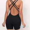 Lu Yoga Hot Style Sports Fitness Running Bodysuit Breathable Gym Clothing Cross Beauty Back Short Butt Lift jumpsuit For Women Lu Lememm Wokrout