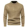 Мужские жилеты высокого качества, осенний полосатый жаккардовый дизайн с круглым вырезом, мягкий свитер с длинными рукавами