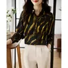 Luxe Designer Contrasterende Kleurenoverhemden Satijn Damesblouses Lange mouw Herfst Winter Zijde Runway Button-up Blouses 2023 Kantoor Dames Casual Veelzijdige Effen Tops