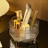 Storage Boxes Rotating Makeup Brush Tube Spinning Holder With 5 Slot Cosmetic Display Case Skin Care Trar (Clear)