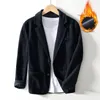 Men's Suits Casual Linen Blazer Suit Jackets One Button Winter Warm Thicken Fleece Sherpa Lined Flannel Sport Coats