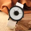 Montres-bracelets Simple Cadran Quartz Montres Ins Casual Blanc Noir Couple Bracelet En Cuir Horloge Montre Pour Hommes Femmes Relojes Para Mujer