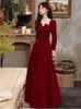 Sukienki swobodne Czerwone impreza dla kobiet 2023 Klasyczne francuskie vintage Maxi midi bal mat