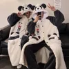 Kvinnors sömnkläder Kvinnor Män pyjamas Robes Winter Thick Warm Plush Nightgown Fleece Long Gown Kawaii Panda Couples Nightdress Pijama