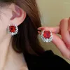 Stud Earrings CAOSHI Bright Zirconia Ear Studs Lady Fashion Luxury Party Jewelry With Red Temperament Accessories For Women