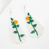 Pendientes colgantes 2023 llegada Bohemia accesorios de joyería para mujer cuentas hechas a mano patrón de flores borla gota larga colgante para mujer