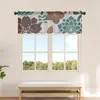 Cortina de flores com folhas, cortina curta transparente de tule para cozinha, quarto, decoração de casa, cortinas pequenas de voile