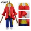 Jogerli Anime Cosplay Costumes Monkey D Luffy Cos Suit Pirate King Clothes Straw Hats Props Funny Halloween Gift