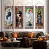 4 Stück großes Set Haunted Mansion Stretching Portraits Outdoor Vinyl Halloween Dekoration, Haunted Mansion Hintergrund Halloween Vintage Horror Dekor