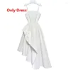 Arbeitskleider 2023 Sommer Unregelmäßiges weißes Leibchenkleid Dame Rüschen Asymmetrie Abendparty Sling Kleid