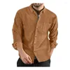 Men's Dress Shirts Long Sleeve Shirt Autumn/Winter Corduroy Lapel Coat Loose Casual High Quality Classic Thin Male 444