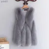 Women's Fur Faux Fur Faux Fox Fur Women Sleeveless Vests Autumn Winter Vest CoatsL231015