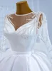 2024 Princess Wedding Dresses for Women Long Sleeve Beads llusion Sleeves Big Bow Bridal Formal Gowns Customed Vestidos De Noiva