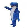 Costumes de mascotte de baleine bleue d'Halloween Top qualité Thème de dessin animé Personnage Carnaval Unisexe Adultes Tenue de fête de Noël Costume