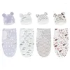 Blankets Baby Sleep Sack Wrap Blanket Bear-Ear Hat Adjustable Sleeping Bag Skin-Friendly Swaddle Born Shower Gift