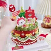 Fabrikverkauf Neue koreanische Art-Internet-Berühmtheits-Kuchendekoration Koreanischer Art-Weihnachtsbär Weihnachtsmann-Hut-Plug-in