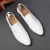Dress Shoes Men's Leather Male Luxury Designer White Black Penny Loafers Wedding Prom Homecoming Footwear Zapatos Hombre