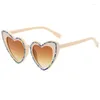 Sunglasses YOOSKE Fashion Diamond Women Retro Heart Shaped Sunglass Ladies Love Peach Frame Sun Glasses Vintage