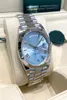 Orologio da uomo versione corretta President Day-Date 228206 40mm Ice Blue Baguette Diamond Dial Orologi meccanici automatici da uomo Polsowat309p