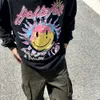 メンズTシャツカエルドリフトアメリカンスタイルヴィンテージ服のストリートウェアヒップホップラップグラフィティルーズイブズサイズのコットンロングティートップTシャツT231016