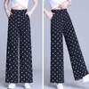 Women's Pants Polka Dot Printing Wide Leg Trousers Summer Women Korean High Waist Casual Straight Falling Sensation Loose Nine Points