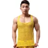 Mannen Tank Tops Sexy Mannen Zomer Holle Mesh Mouwloze Gay Sheer Vest Casual See Through Clothing291O