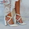 Chaussures habillées Mariage Mariée Femme Talons et Sandales Blanc Talons hauts avec bouts pointus Boucle croisée Luxery Femmes