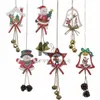 Factory Outlet New product hanging decorations Santa Claus Snowy House bow bell wooden hanging tag hollowed out wooden hanging piece