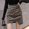 Skirts Korejepo Irregular Pleated Leopard 2023 Spring Summer Korean A-line Bottoms High Waist Wrapped Hip Short Chic Skirt