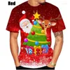 メンズTシャツ2023夏のクリスマス3DプリントカジュアルTシャツパーソナリティファッションユニセックスヒップホップラウンドネックショートスリーブトップス