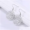 Dangle & Chandelier Dangle Chandelier Lucktune Retro Flower Drop Earrings Filigree Stainless Steel Round Hoop For Women Gift Fashion J Dhwld