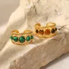 Anello versatile di nuova moda da donna popolare INS Anello di apertura cavo intarsiato con occhio di tigre in malachite verde / marrone per la festa