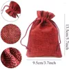 Décorations de Noël 4 couleurs 24 pcs Sac cadeau de poche en toile de jute avec cordon de serrage Emballage de bonbons