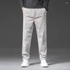 Men's Pants 2023 Autumn Straight Casual Waffle Fabric Fashion Baggy Stretch Trousers Male Brand Beige Grey Navy Blue