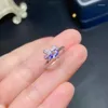 Anelli a grappolo Anello di tanzanite in argento alla moda per l'uso quotidiano 4mm 6mm Gioielli naturali in argento 925