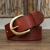 Belts 3.8CM Natural Genuine Leather Belt Men's Hard Metal Matte Buckle Original Cowskin Jeans Male Screw Accessories