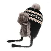 Baretten Winter Hoed Bomber Cap Vrouwen Mannen Warme Sneeuw Bont Pompom Winddicht Breien Oorklep Trapper Meisje Unisex Motorkap Gift