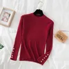 Swetry damskie 2023 Autumn/zima długi rękaw Sym Szczupły pullover Moda na pół szyi Sweter Sweter Sweter Bigual Tops Sweeters Mujer