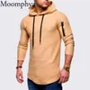 メンズTシャツMoomphya Hooded Long Sleeve Men Men TシャツジッパーTシャツロングラインTshirtストリートヒップホップTシャツ20211295I