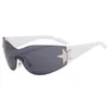 Sunglasses Punk Sports Y2k Star Rimless Women Brand Designer Sun Glasses For Men UV400 Goggles Shades One Piece