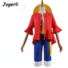 Jogerli Anime Cosplay Costumes Monkey D Luffy Cos Suit Pirate King Clothes Straw Hats Props Funny Halloween Gift